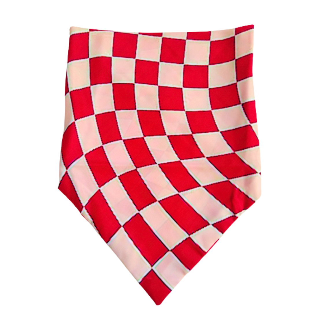 Swirly Red Check Bandana
