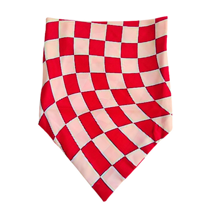 Swirly Red Check Bandana